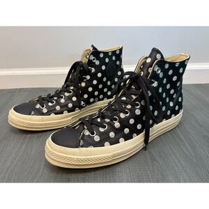 Converse Chuck Taylor All Star '70 Hi Black Leather Polka Dot Sneakers Mens 11.5
